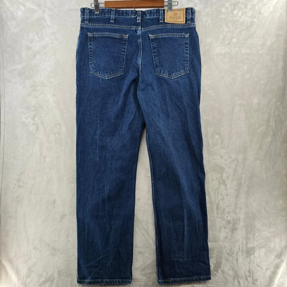 Beretta Jeans Mens 34x30 Blue Denim Made in USA Straight Leg Rugged Outdoor